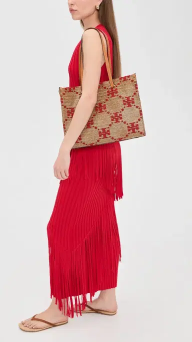 Tory Burch T Monogram Straw Tote | Thumbnail 3 Tory Burch T Monogram Straw Tote | Thumbnail 3
