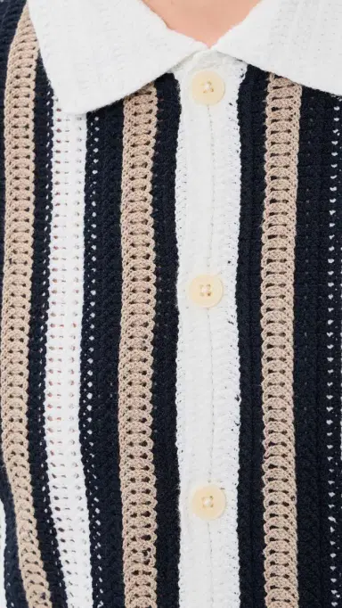 Wax London tripe Crochet Porto Shirt Ecru/Black | Thumbnail 6 Wax London tripe Crochet Porto Shirt Ecru/Black | Thumbnail 6