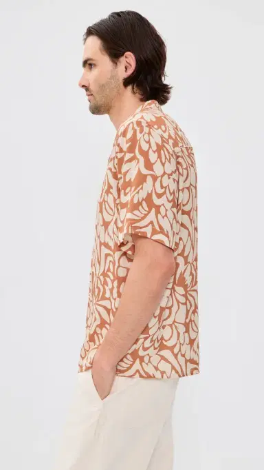 Wax London Two-Tone Floral Didcot Shirt Tan/Beige | Thumbnail 4 Wax London Two-Tone Floral Didcot Shirt Tan/Beige | Thumbnail 4