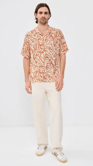 Wax London Two-Tone Floral Didcot Shirt Tan/Beige | Thumbnail 5 Wax London Two-Tone Floral Didcot Shirt Tan/Beige | Thumbnail 5