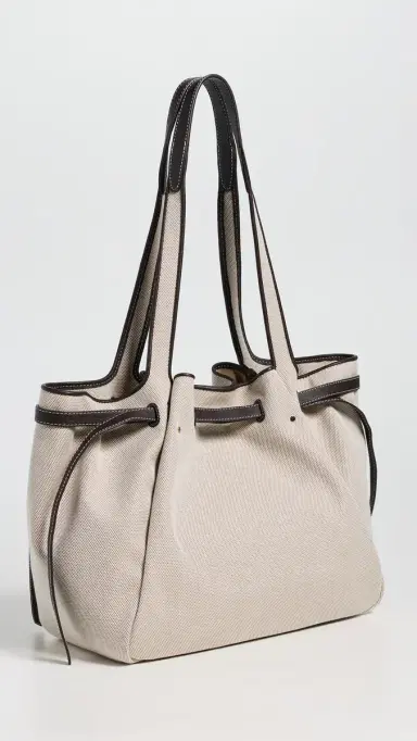Tory Burch Romy Canvas Tote Dusty Almond/Bianco White One Size | Thumbnail 4 Tory Burch Romy Canvas Tote Dusty Almond/Bianco White One Size | Thumbnail 4