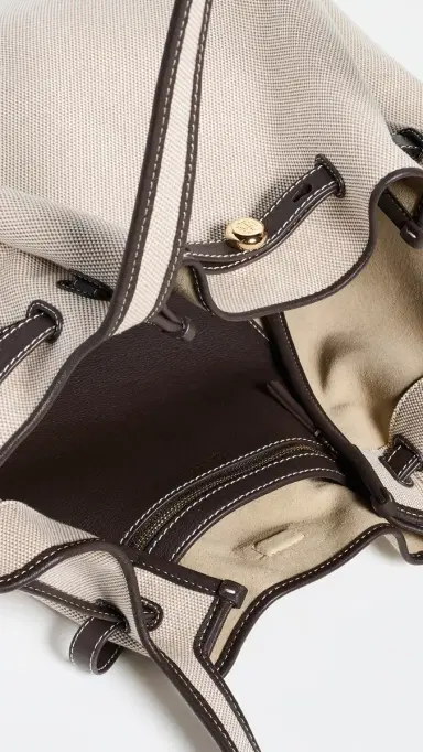 Tory Burch Romy Canvas Tote Dusty Almond/Bianco White One Size | Thumbnail 6 Tory Burch Romy Canvas Tote Dusty Almond/Bianco White One Size | Thumbnail 6