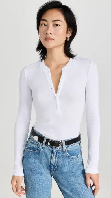 Cotton Citizen Verona Long Sleeve Henley White | Thumbnail 2 Cotton Citizen Verona Long Sleeve Henley White | Thumbnail 2