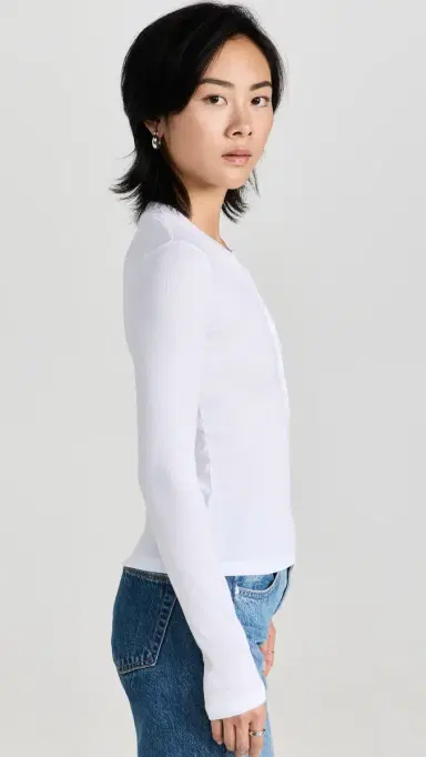Cotton Citizen Verona Long Sleeve Henley White | Thumbnail 4 Cotton Citizen Verona Long Sleeve Henley White | Thumbnail 4