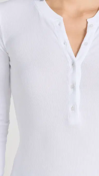 Cotton Citizen Verona Long Sleeve Henley White | Thumbnail 6 Cotton Citizen Verona Long Sleeve Henley White | Thumbnail 6