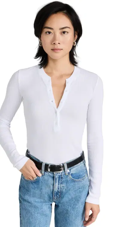 Cotton Citizen Verona Long Sleeve Henley White | Thumbnail 1 Cotton Citizen Verona Long Sleeve Henley White | Thumbnail 1