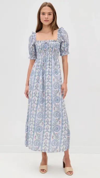 Hill House Home The Scarlett Nap Midi Dress Corsica Paisley Blue | Thumbnail 2 Hill House Home The Scarlett Nap Midi Dress Corsica Paisley Blue | Thumbnail 2