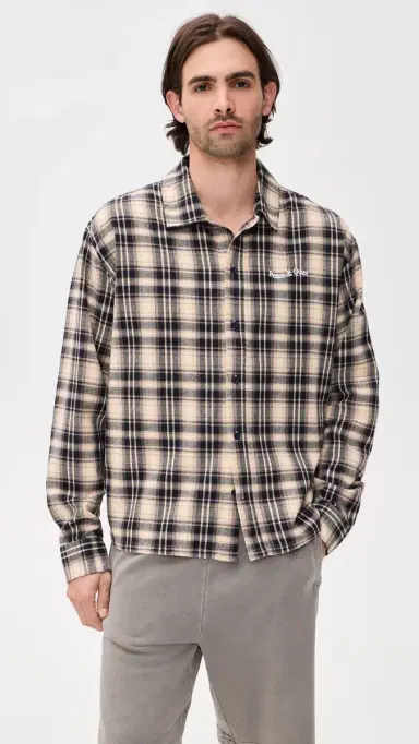 Museum of Peace and Quiet Wordmark Button Up Shirt Navy | Thumbnail 2 Museum of Peace and Quiet Wordmark Button Up Shirt Navy | Thumbnail 2