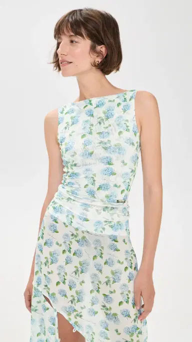 House of Sunny Hydrangea Double Layer Mesh Top Soft Blue | Thumbnail 2 House of Sunny Hydrangea Double Layer Mesh Top Soft Blue | Thumbnail 2