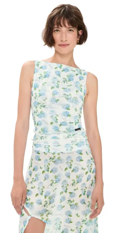 House of Sunny Hydrangea Double Layer Mesh Top Soft Blue | Thumbnail 1 House of Sunny Hydrangea Double Layer Mesh Top Soft Blue | Thumbnail 1