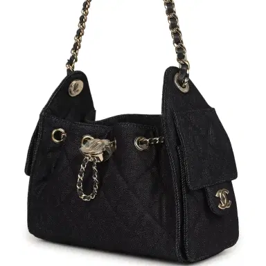 Chanel Chanel Mini 25 Hobo Bag Dark Blue Denim Light Gold Hardware | Thumbnail 5 Chanel Chanel Mini 25 Hobo Bag Dark Blue Denim Light Gold Hardware | Thumbnail 5