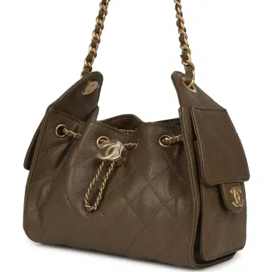 Chanel Chanel Mini 25 Hobo Bag Dark Khaki Caviar Antique Gold Hardware | Thumbnail 5 Chanel Chanel Mini 25 Hobo Bag Dark Khaki Caviar Antique Gold Hardware | Thumbnail 5