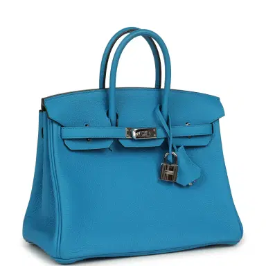 HERMÈS Pre-owned Hermes Birkin 25 Bleu Zanzibar Togo Palladium Hardware | Thumbnail 2 HERMÈS Pre-owned Hermes Birkin 25 Bleu Zanzibar Togo Palladium Hardware | Thumbnail 2