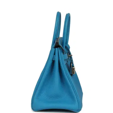 HERMÈS Pre-owned Hermes Birkin 25 Bleu Zanzibar Togo Palladium Hardware | Thumbnail 3 HERMÈS Pre-owned Hermes Birkin 25 Bleu Zanzibar Togo Palladium Hardware | Thumbnail 3