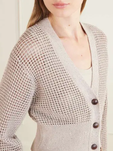 Brunello Cucinelli Sequin-embellished Open-knit Cotton-blend Cardigan | Thumbnail 4 Brunello Cucinelli Sequin-embellished Open-knit Cotton-blend Cardigan | Thumbnail 4