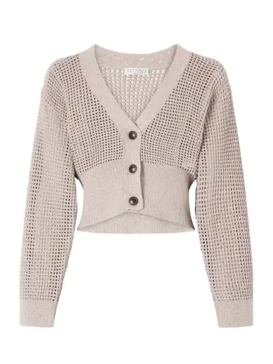 Brunello Cucinelli Sequin-embellished Open-knit Cotton-blend Cardigan | Thumbnail 1 Brunello Cucinelli Sequin-embellished Open-knit Cotton-blend Cardigan | Thumbnail 1
