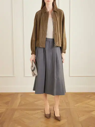 Brunello Cucinelli Pleated Wool-blend Midi Skirt | Thumbnail 2 Brunello Cucinelli Pleated Wool-blend Midi Skirt | Thumbnail 2