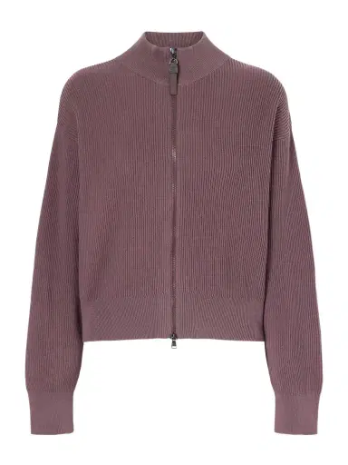 Brunello Cucinelli Ribbed Cotton Zip-up Turtleneck Cardigan | Thumbnail 1 Brunello Cucinelli Ribbed Cotton Zip-up Turtleneck Cardigan | Thumbnail 1