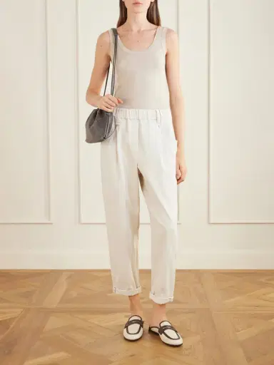 Brunello Cucinelli Tapered Cotton-blend Trousers | Thumbnail 2 Brunello Cucinelli Tapered Cotton-blend Trousers | Thumbnail 2