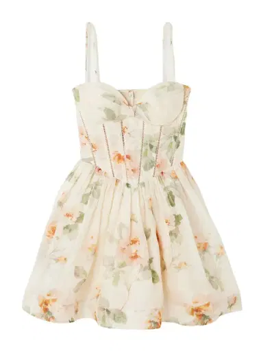 Zimmermann Carousel Floral-print Linen And Silk-blend Mini Dress | Thumbnail 1 Zimmermann Carousel Floral-print Linen And Silk-blend Mini Dress | Thumbnail 1