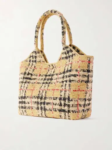 Burberry Margate Checked Woven Raffia Tote | Thumbnail 4 Burberry Margate Checked Woven Raffia Tote | Thumbnail 4