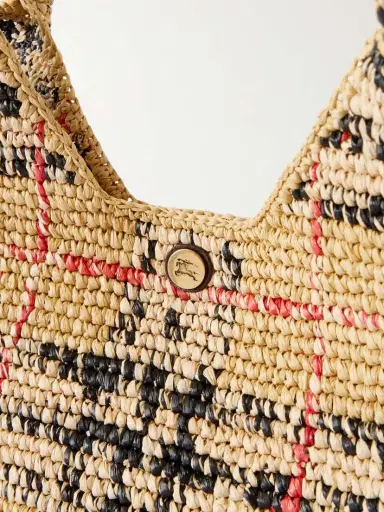 Burberry Margate Checked Woven Raffia Tote | Thumbnail 5 Burberry Margate Checked Woven Raffia Tote | Thumbnail 5