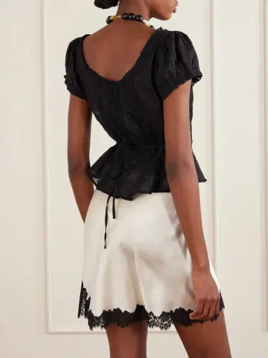 Rixo Sandi Cropped Broderie Anglaise Cotton Blouse | Thumbnail 3 Rixo Sandi Cropped Broderie Anglaise Cotton Blouse | Thumbnail 3