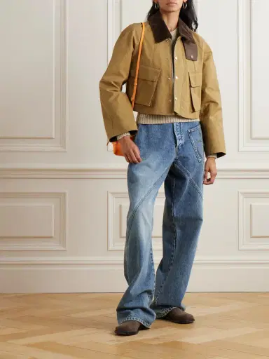 JW Anderson Cropped Corduroy-trimmed Waxed-cotton Jacket | Thumbnail 2 JW Anderson Cropped Corduroy-trimmed Waxed-cotton Jacket | Thumbnail 2