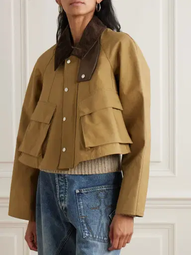 JW Anderson Cropped Corduroy-trimmed Waxed-cotton Jacket | Thumbnail 3 JW Anderson Cropped Corduroy-trimmed Waxed-cotton Jacket | Thumbnail 3