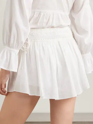 Posse Danielle Tie-detailed Lace-trimmed Cotton Skort | Thumbnail 3 Posse Danielle Tie-detailed Lace-trimmed Cotton Skort | Thumbnail 3