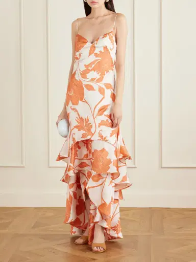 ANDRES OTALORA Estetica Pura Ruffled Tiered Floral-print Satin Maxi Dress | Thumbnail 2 ANDRES OTALORA Estetica Pura Ruffled Tiered Floral-print Satin Maxi Dress | Thumbnail 2