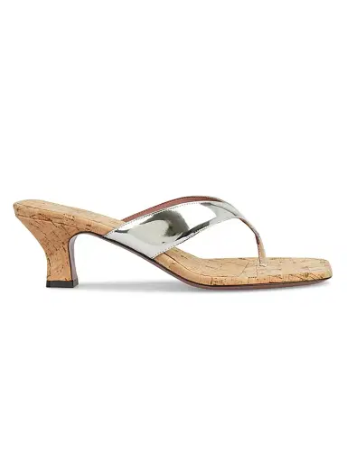 Paris Texas Women's Portofino 55MM Leather Sandals - Silver Natural | Thumbnail 1 Paris Texas Women's Portofino 55MM Leather Sandals - Silver Natural | Thumbnail 1