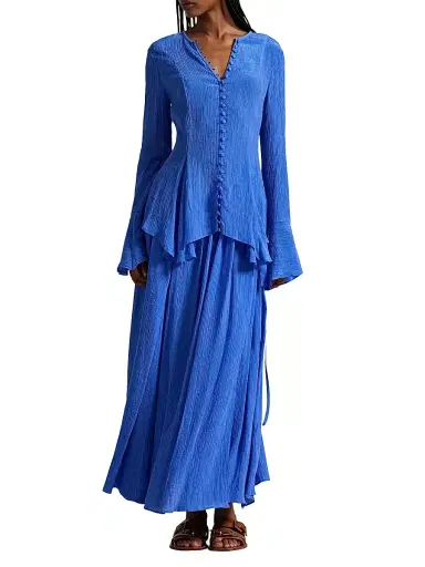Polo Ralph Lauren Women's Leandra Textured Crepe Blouse - Indigo Sky | Thumbnail 2 Polo Ralph Lauren Women's Leandra Textured Crepe Blouse - Indigo Sky | Thumbnail 2