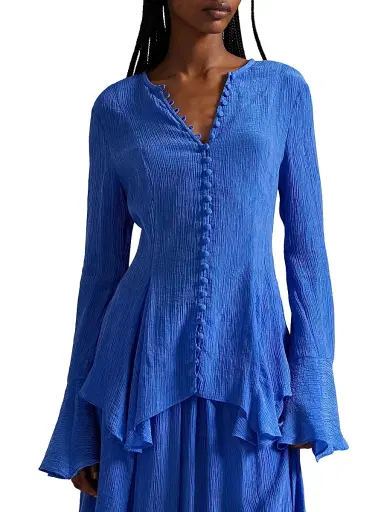 Polo Ralph Lauren Women's Leandra Textured Crepe Blouse - Indigo Sky | Thumbnail 3 Polo Ralph Lauren Women's Leandra Textured Crepe Blouse - Indigo Sky | Thumbnail 3