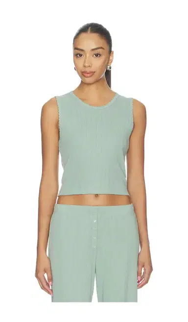 LESET Pointelle Sleeveless Crew | Thumbnail 1 LESET Pointelle Sleeveless Crew | Thumbnail 1