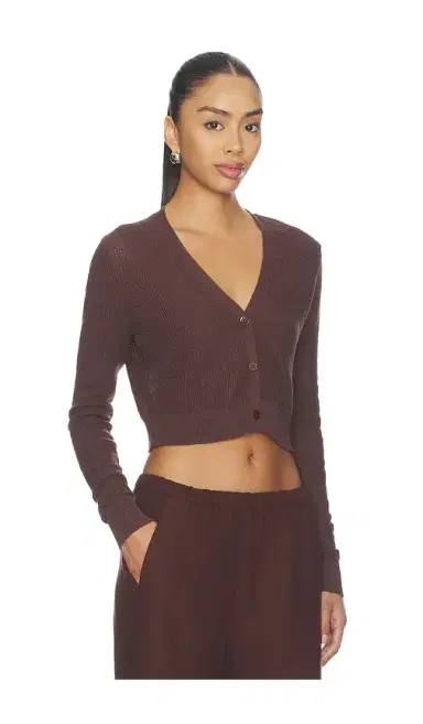 Enza Costa Linen Open Knit Cropped V-neck Cardigan | Thumbnail 2 Enza Costa Linen Open Knit Cropped V-neck Cardigan | Thumbnail 2