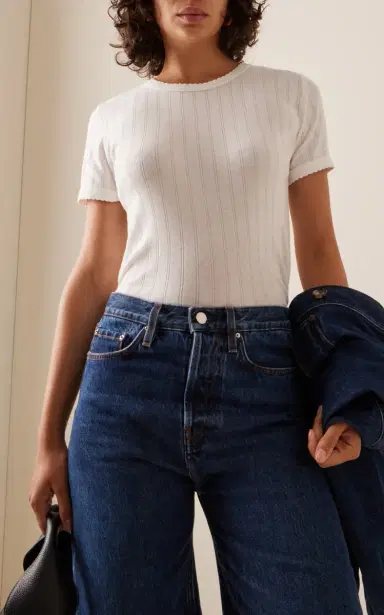 Leset Pointelle-Knit Cotton T-Shirt | Thumbnail 3 Leset Pointelle-Knit Cotton T-Shirt | Thumbnail 3