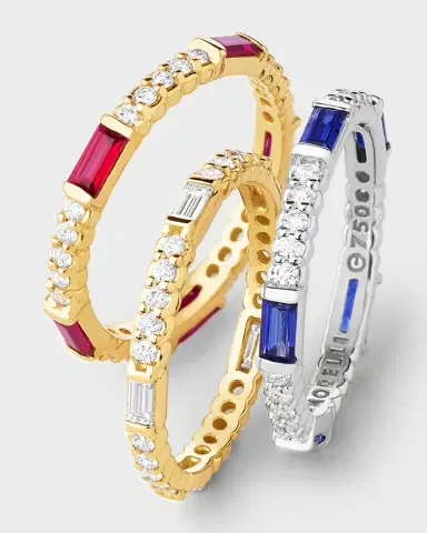 Paul Morelli Blue Sapphire & Diamond Pinpoint Baguette Ring in 18K White Gold | Thumbnail 2 Paul Morelli Blue Sapphire & Diamond Pinpoint Baguette Ring in 18K White Gold | Thumbnail 2