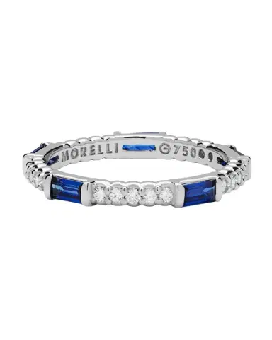 Paul Morelli Blue Sapphire & Diamond Pinpoint Baguette Ring in 18K White Gold | Thumbnail 1 Paul Morelli Blue Sapphire & Diamond Pinpoint Baguette Ring in 18K White Gold | Thumbnail 1