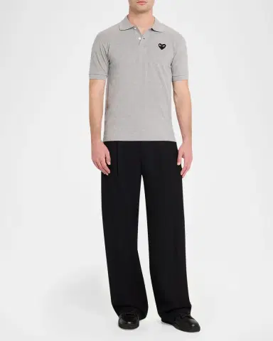 Comme des Garçons Men's Black Heart Cotton Polo Shirt | Thumbnail 2 Comme des Garçons Men's Black Heart Cotton Polo Shirt | Thumbnail 2