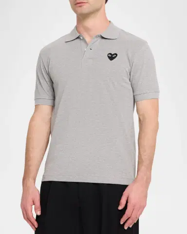 Comme des Garçons Men's Black Heart Cotton Polo Shirt | Thumbnail 4 Comme des Garçons Men's Black Heart Cotton Polo Shirt | Thumbnail 4