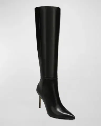 Veronica Beard 95mm Lisa Leather Stiletto Wide-Calf Knee Boots | Thumbnail 2 Veronica Beard 95mm Lisa Leather Stiletto Wide-Calf Knee Boots | Thumbnail 2
