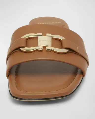 Ferragamo Leah Gancini Bit Leather Slide Sandals | Thumbnail 5 Ferragamo Leah Gancini Bit Leather Slide Sandals | Thumbnail 5