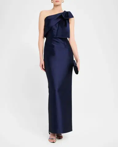Sachin & Babi Bonnie One-Shoulder Bow Column Gown | Thumbnail 3 Sachin & Babi Bonnie One-Shoulder Bow Column Gown | Thumbnail 3