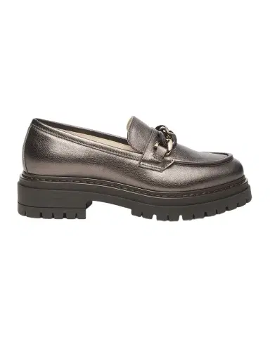 NeroGiardini Metallic Leather Chain Lug-Sole Loafers | Thumbnail 1 NeroGiardini Metallic Leather Chain Lug-Sole Loafers | Thumbnail 1