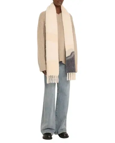 Loewe Textured Wool-Blend Fringe Scarf | Thumbnail 1 Loewe Textured Wool-Blend Fringe Scarf | Thumbnail 1