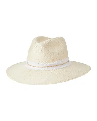 Maison Michel Henrietta Strass Denim Straw Fedora Hat | Thumbnail 1 Maison Michel Henrietta Strass Denim Straw Fedora Hat | Thumbnail 1