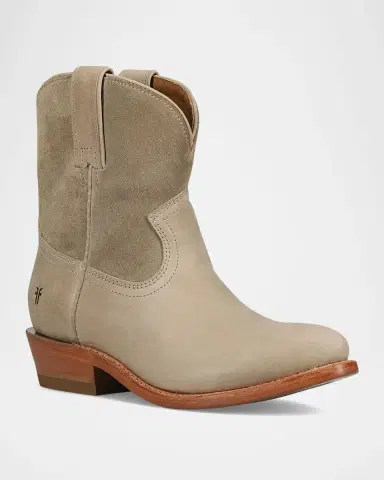 Frye Billy Mixed Leather Western Short Boots | Thumbnail 2 Frye Billy Mixed Leather Western Short Boots | Thumbnail 2