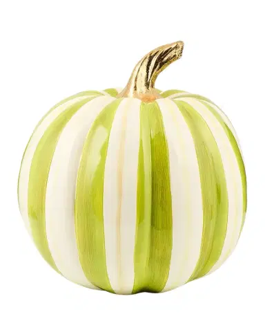 MacKenzie-Childs Moss Stripe Pumpkin, Medium | Thumbnail 1 MacKenzie-Childs Moss Stripe Pumpkin, Medium | Thumbnail 1