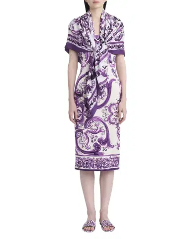 Dolce & Gabbana Majolica-Print Foulard Scarf | Thumbnail 1 Dolce & Gabbana Majolica-Print Foulard Scarf | Thumbnail 1